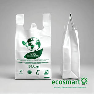 Bolsa Tipo Camiseta Compostable  40x50 - Extra Fuerte - 100 unidades