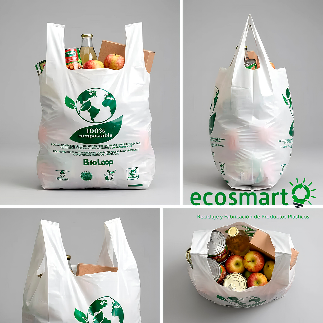 Bolsa Tipo Camiseta Compostable  40x50 - Extra Fuerte - 100 unidades 3