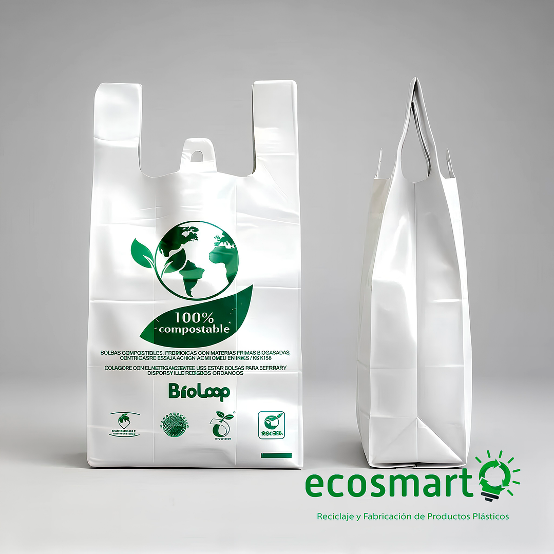 Bolsa Tipo Camiseta Compostable  33x40 - Extra Fuerte - 100 Unidades 1