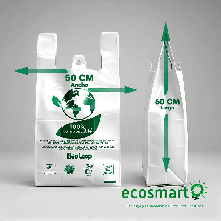 Bolsa Tipo Camiseta Compostable 50x60 - Extra Fuerte - 100 unidades 4