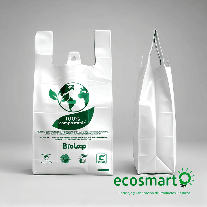 Bolsa Tipo Camiseta Compostable 50x60 - Extra Fuerte - 100 unidades 1