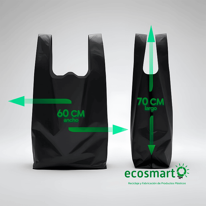 Bolsa Tipo Camiseta Color Negro - 60cmx70cm - 100 unidades 2