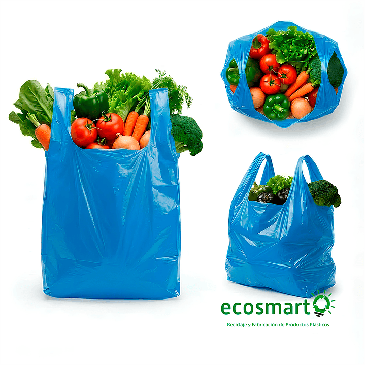 Bolsa Tipo Camiseta Color Azul - 28cmx35cm - 100 unidades 3