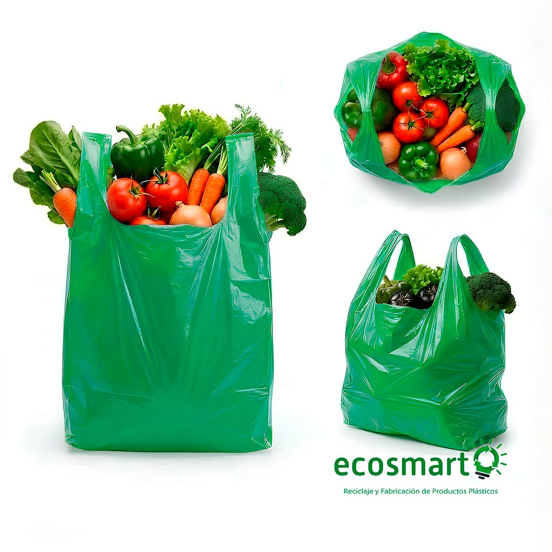 Bolsa Tipo Camiseta Color Verde - 50cmx60cm - 100 unidades 3