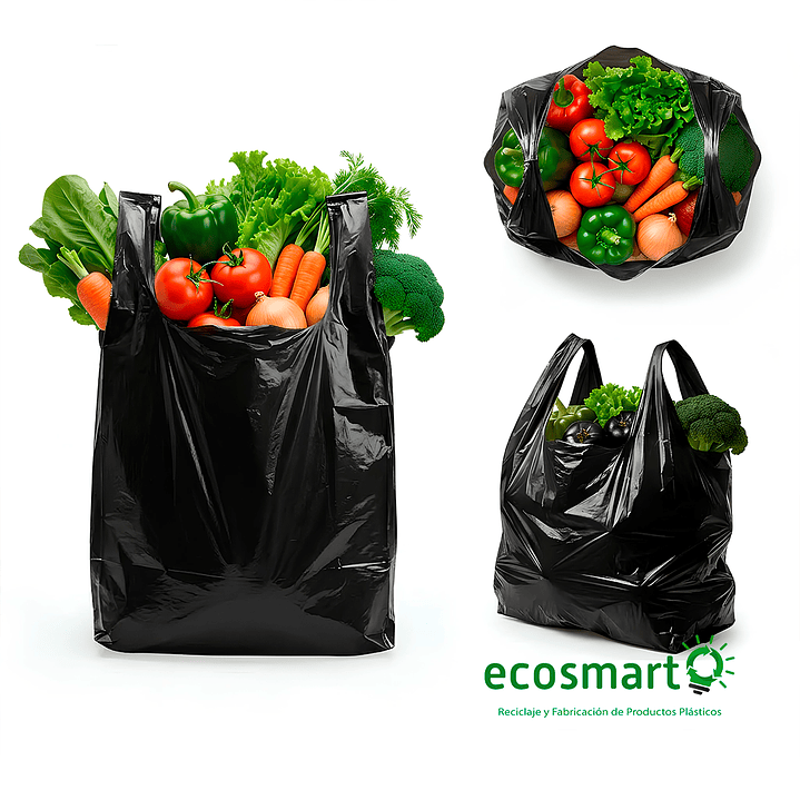 Bolsa Tipo Camiseta Color - Negro 35cmx40cm - 100 unidades 4