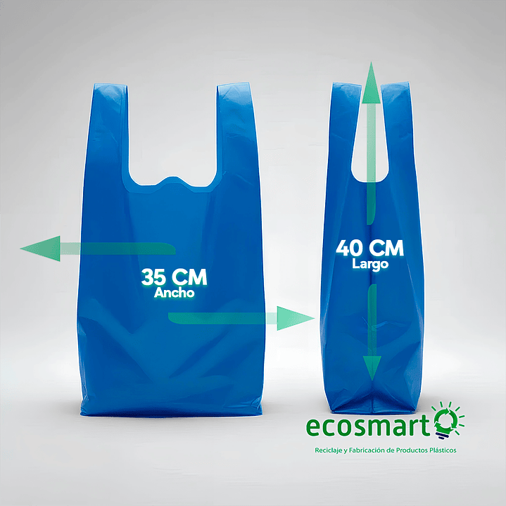 Bolsa Tipo Camiseta Color Azul - 35cmx40cm - 100 unidades 2