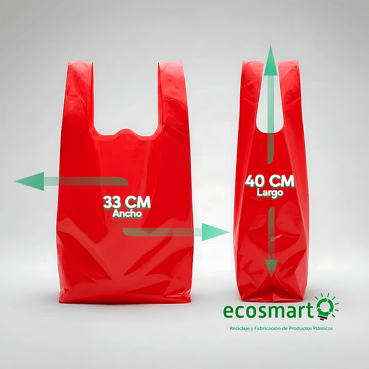 Bolsa Tipo Camiseta Color Rojo - 33cmx40cm - 100 unidades 2