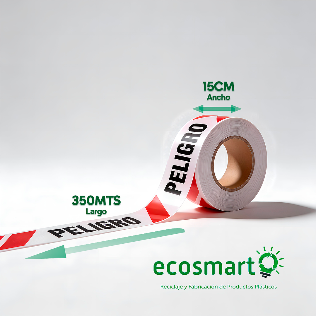 Cinta Peligro - Rollo 350 Metros - Color ROJO - BLANCO 2