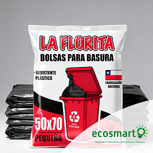 Bolsa de Basura La Florita Plana Pequeña - 50x70 - Paquete de 10 unidades