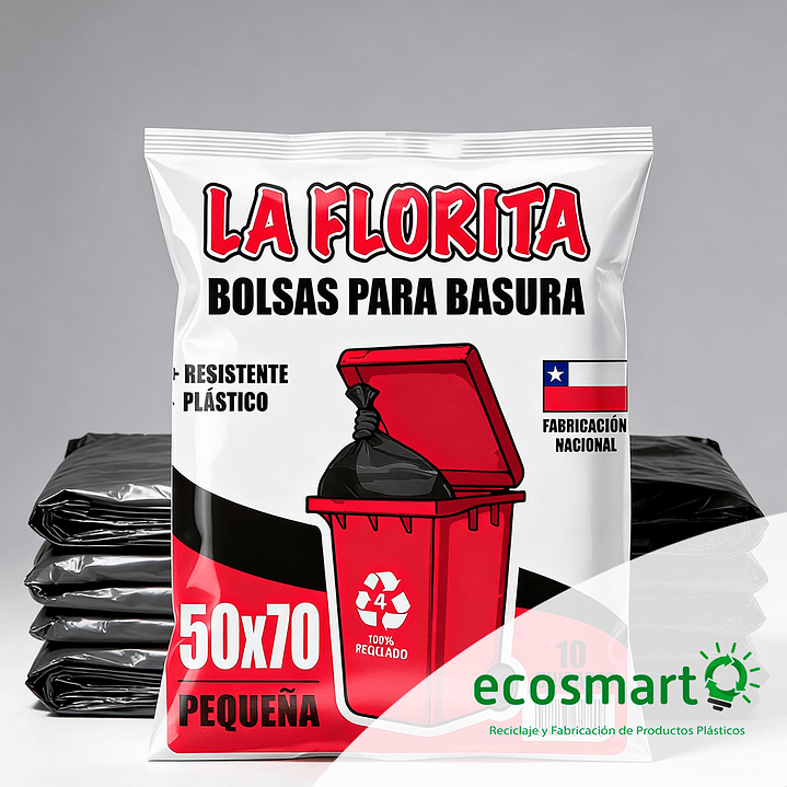 Bolsa de Basura La Florita Plana Pequeña - 50x70 - Paquete de 10 unidades 1