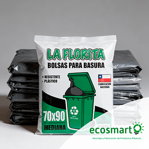 Bolsa de Basura La Florita Plana - Mediana 70x90 - Rollo 10 unidades