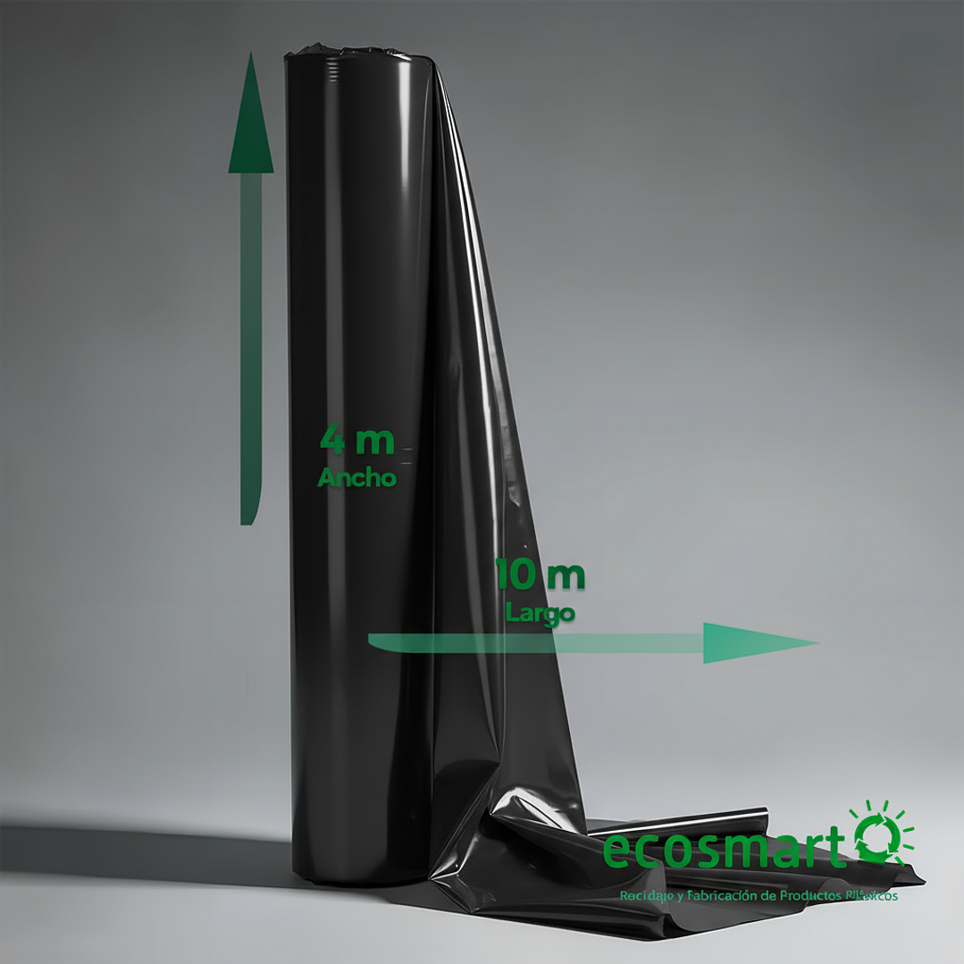 Manga Plastica Negra 4x10 mts, 40 mt2 100 micras 5
