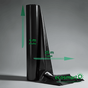 Manga Plastica Negra 4x25 mts, 100 mt2 200 micras