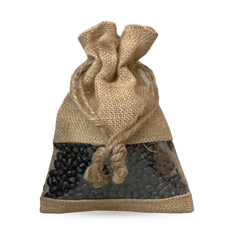 Saco de yute 14 x 19 cm con ventana 1