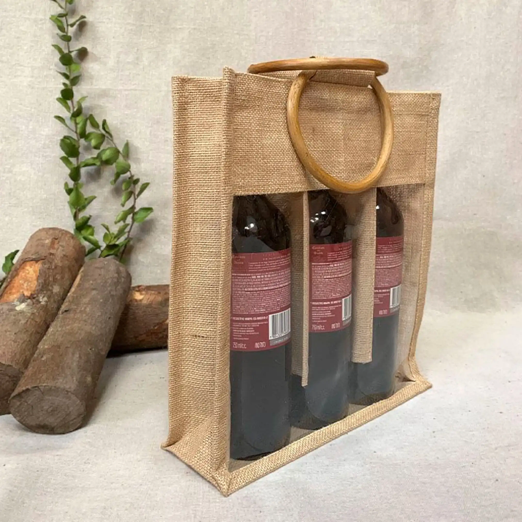 Bolsa de yute 3 botellas 3