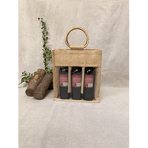 Bolsa de yute 3 botellas