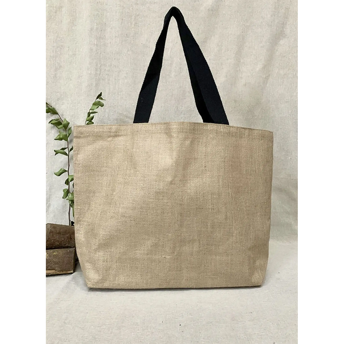 Bolsa de yute laminado 40 x 58 x 15 cm – Manilla Negra 2