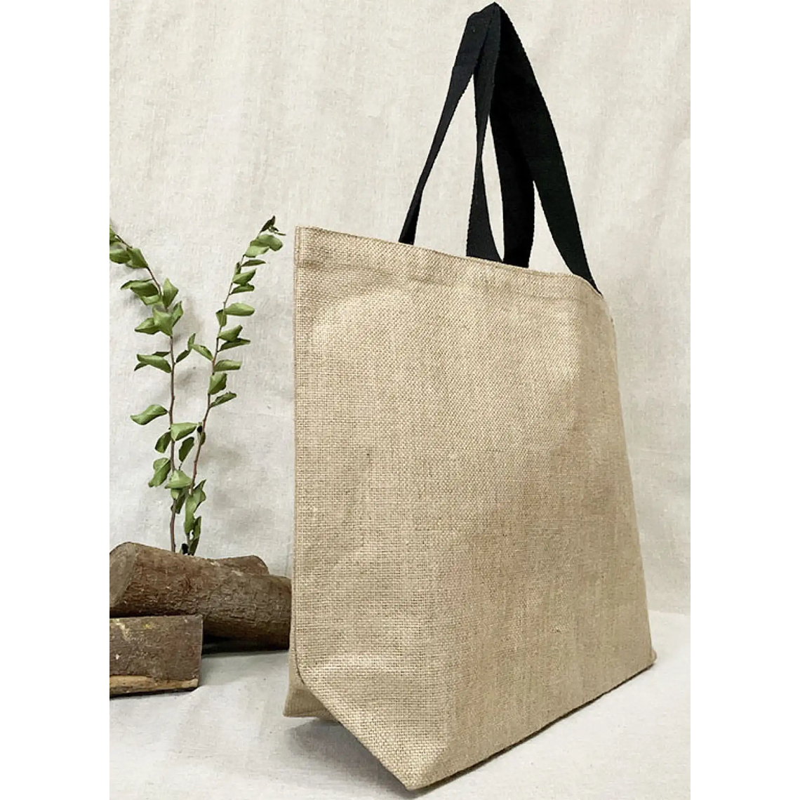 Bolsa de yute laminado 40 x 58 x 15 cm – Manilla Negra 3