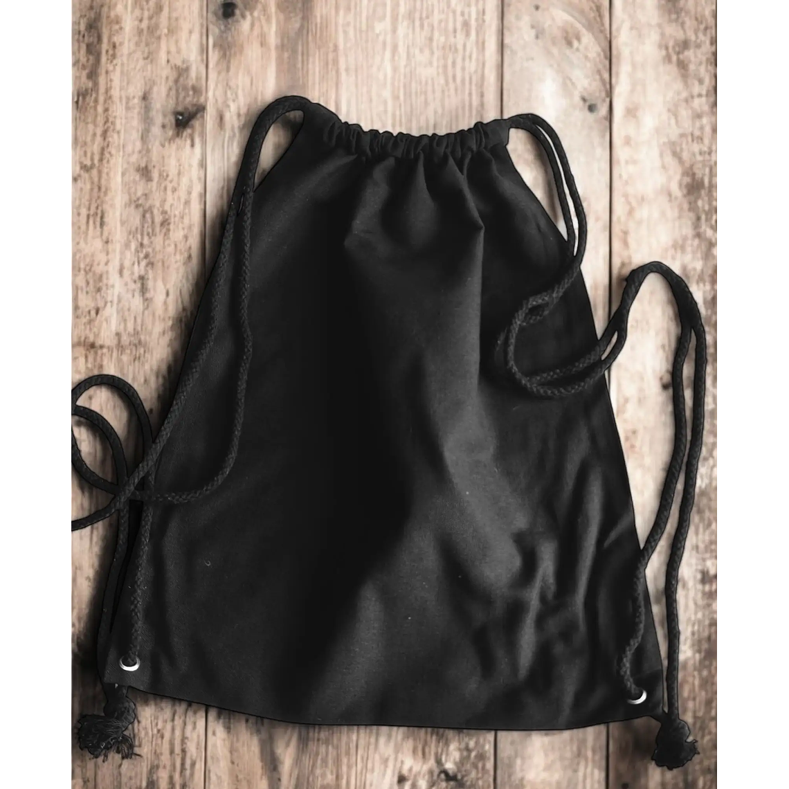 Mochila morral de algodón 42 x 38 cm Negro 2
