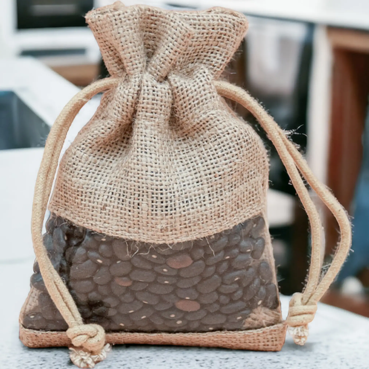 Saco de yute 10 x 15 cm con ventana 2