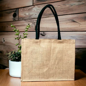 Bolsa de yute laminado 35 x 45 x 20 cm – Manilla Negra – Pack de 25 unidades