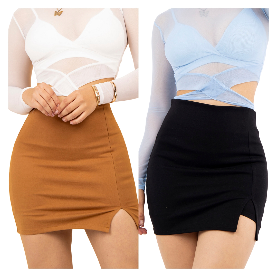 Pack x2 Falda Short Mini Yesi Mujer 4