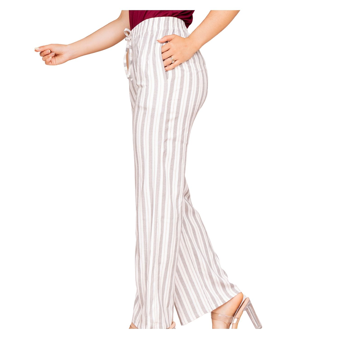Pantalón Lino a Rayas Elasticado Jennifer Mujer 8