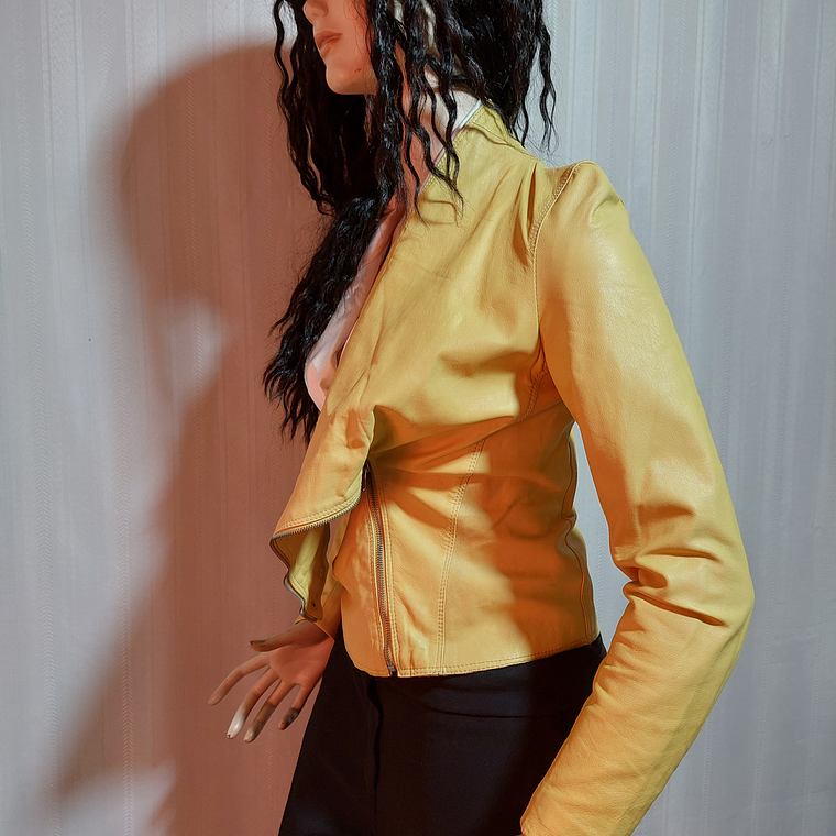 CHAQUETA CUERO AMARILLA BARONE TALLA S 2