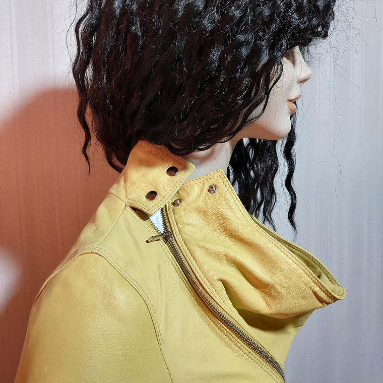 CHAQUETA CUERO AMARILLA BARONE TALLA S 3