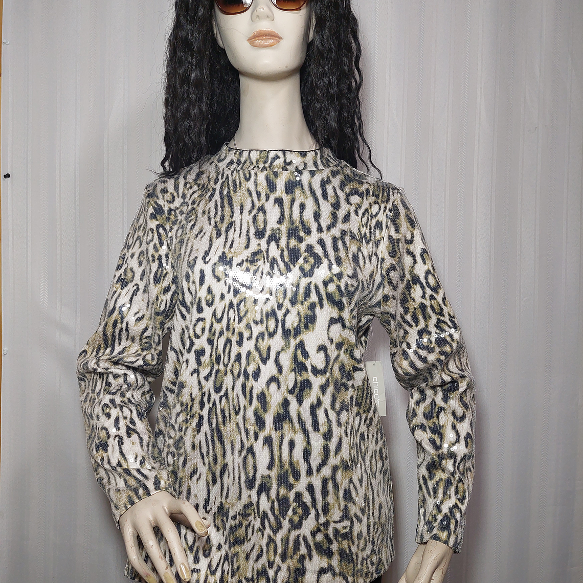 TOP LENTEJUELAS LEOPARDO CHICO'S TALLA 2 1