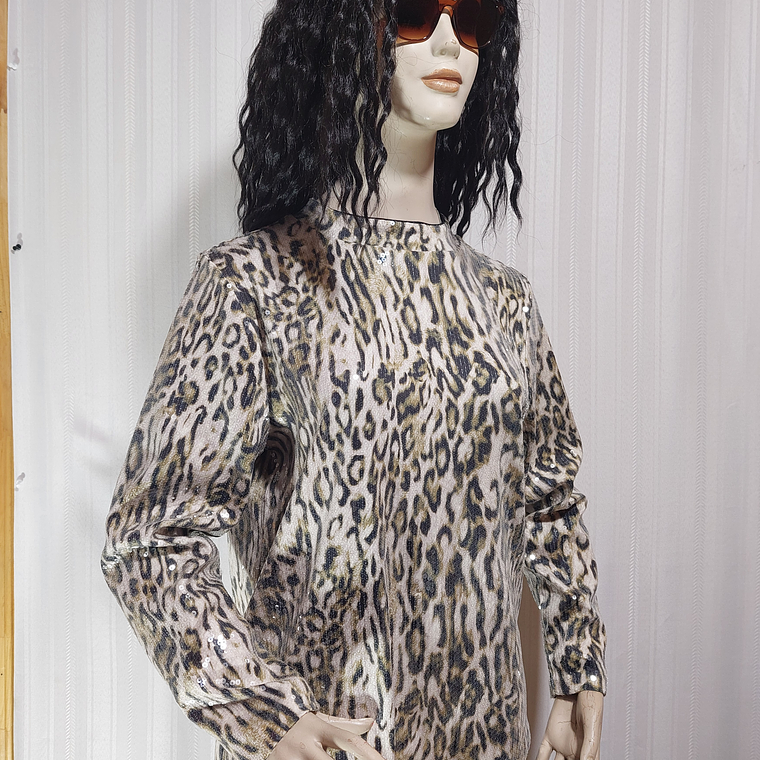 TOP LENTEJUELAS LEOPARDO CHICO'S TALLA 2 2