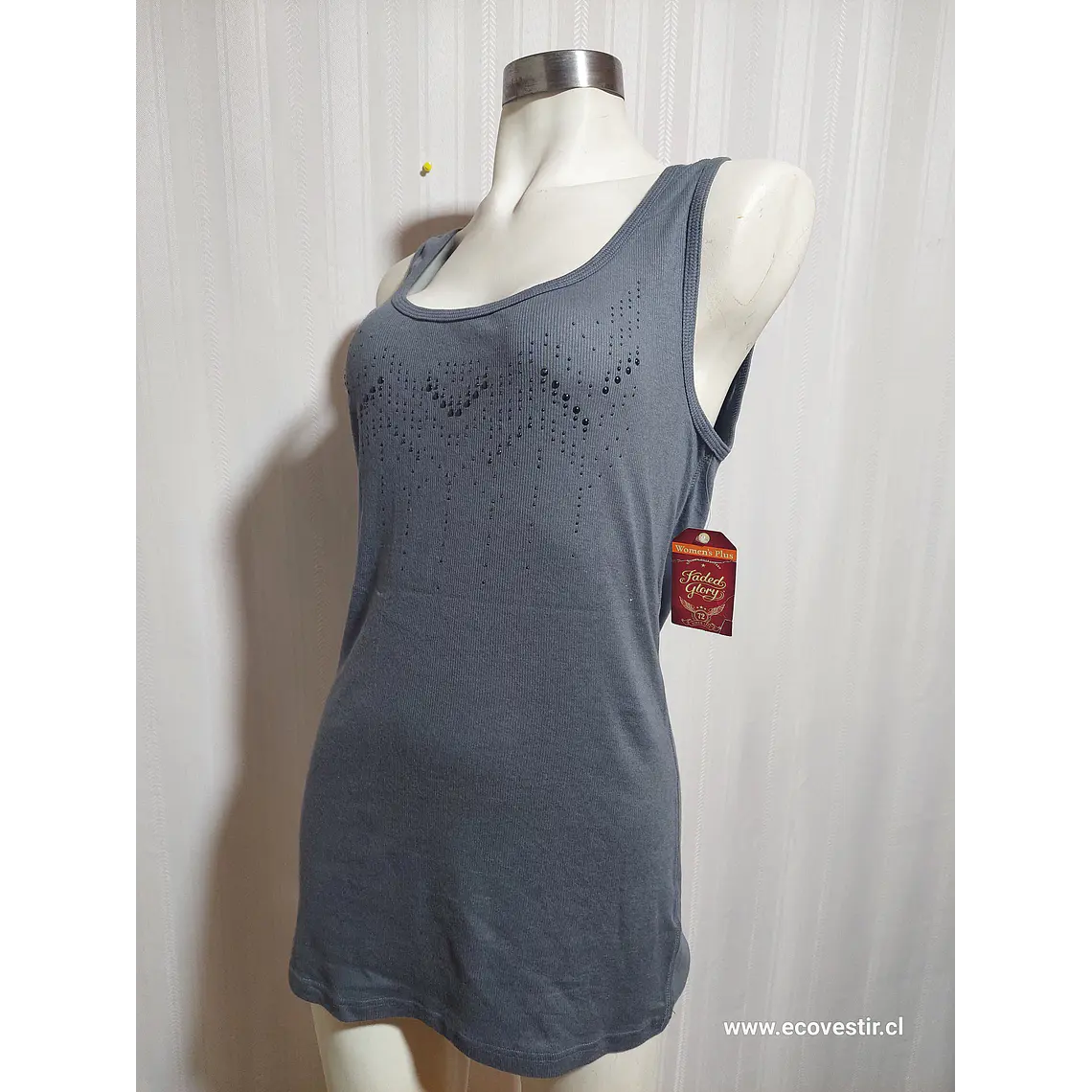 POLERA SIN MANGA GRIS FADED GLORY TALLA 2X  1