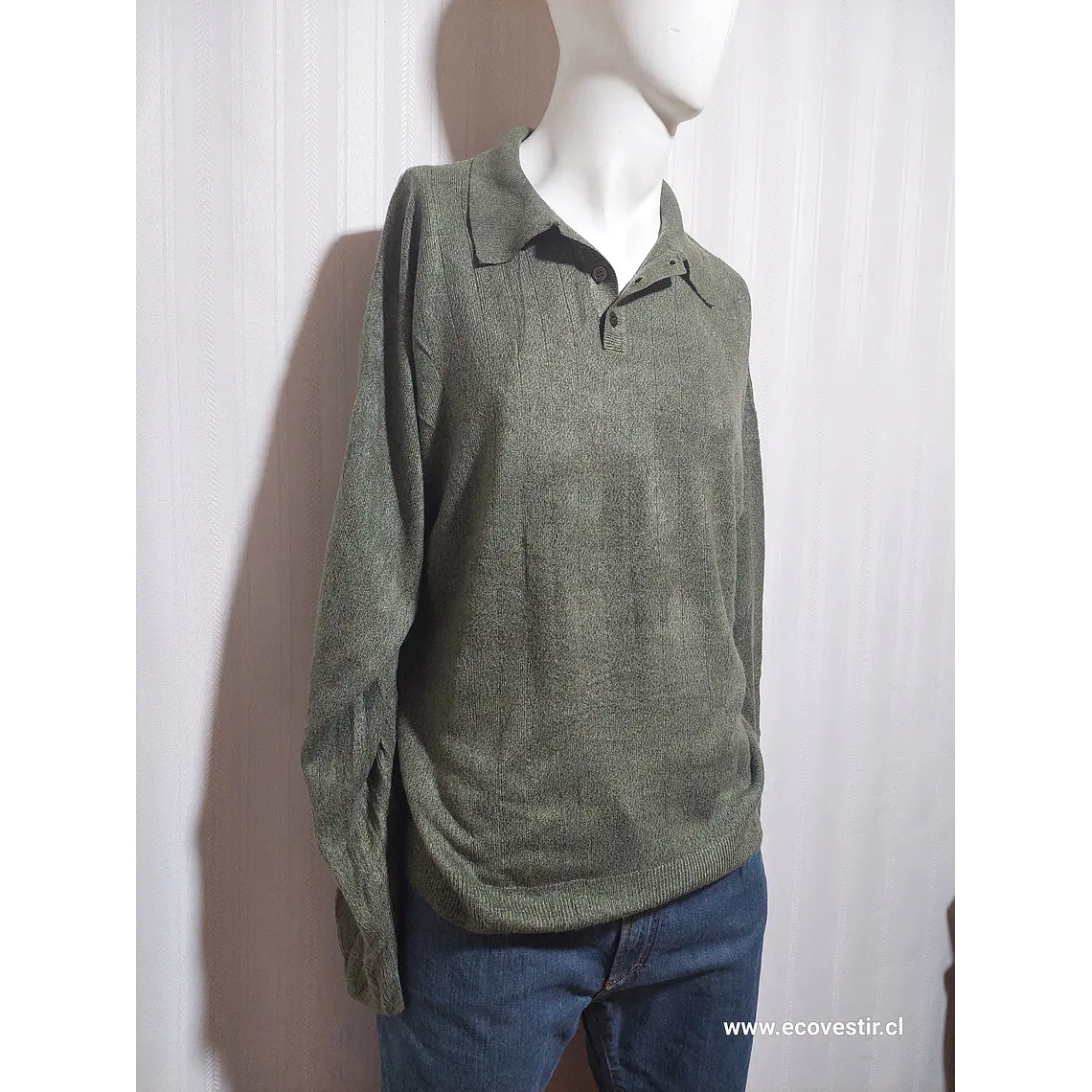 SWEATER CUELLO POLO VERDE DOCKERS TALLA XL 2