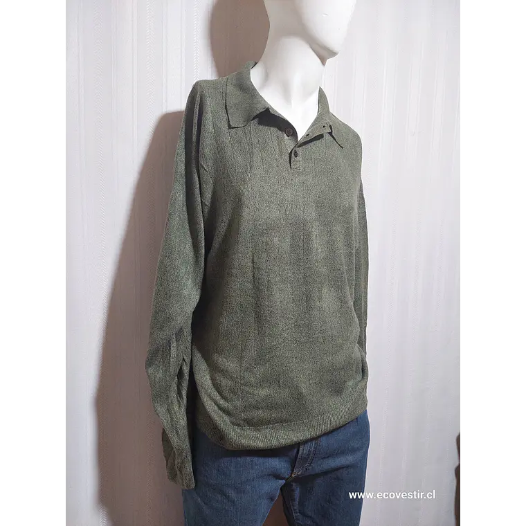 SWEATER CUELLO POLO VERDE DOCKERS TALLA XL 2