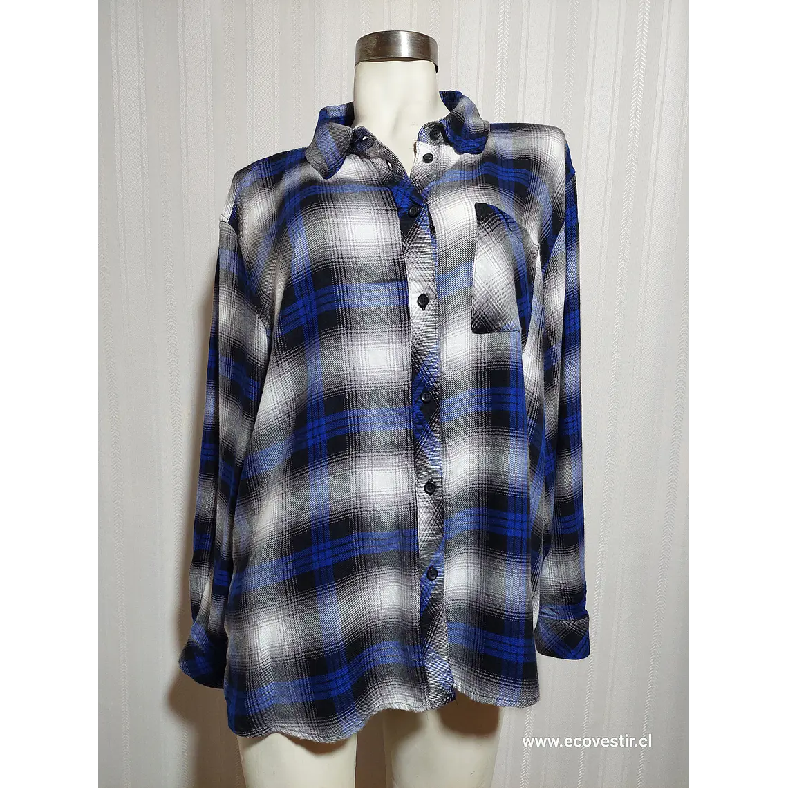 BLUSA AZUL-GRIS WORKSHOP TALLA 2X 1