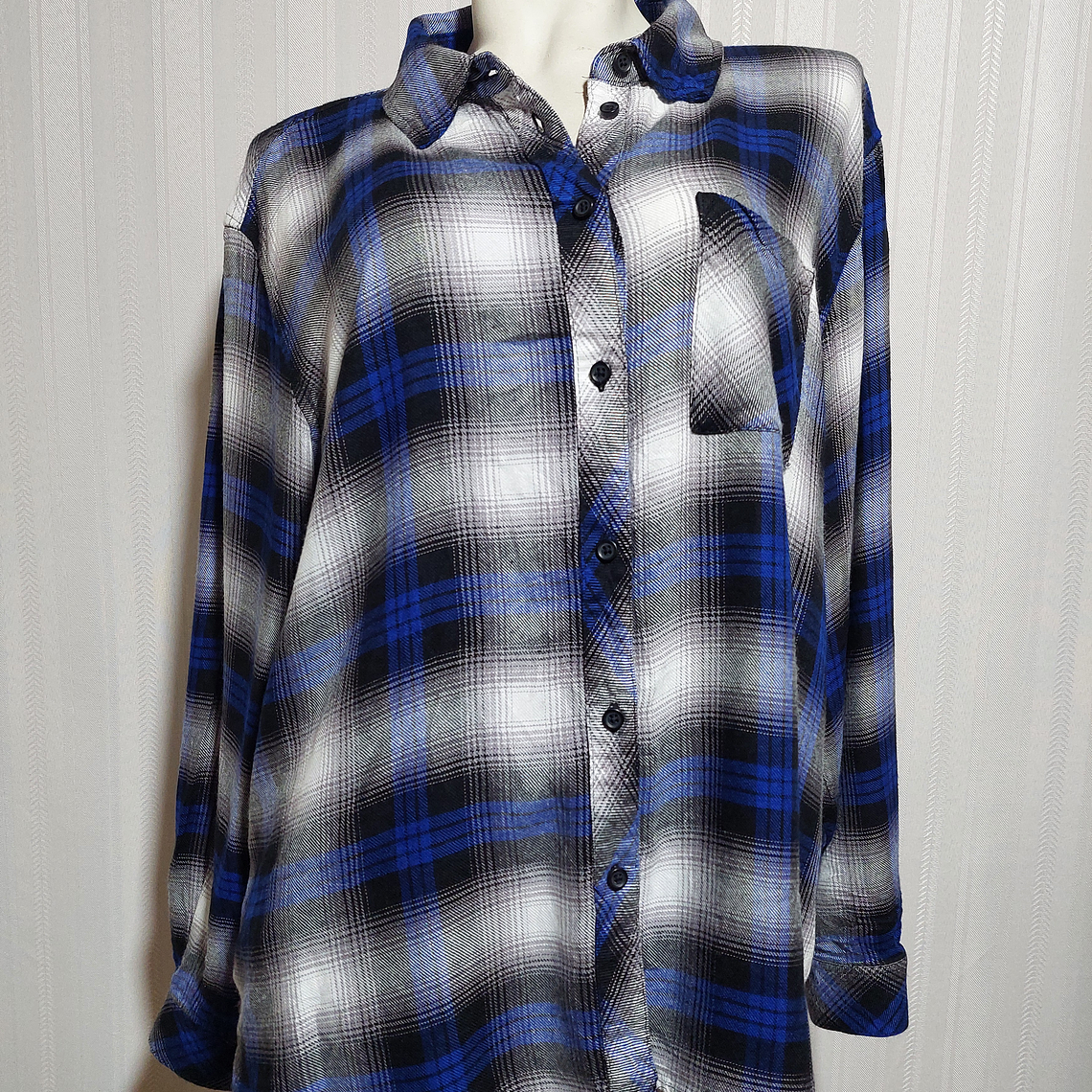 BLUSA AZUL-GRIS WORKSHOP TALLA 2X 1