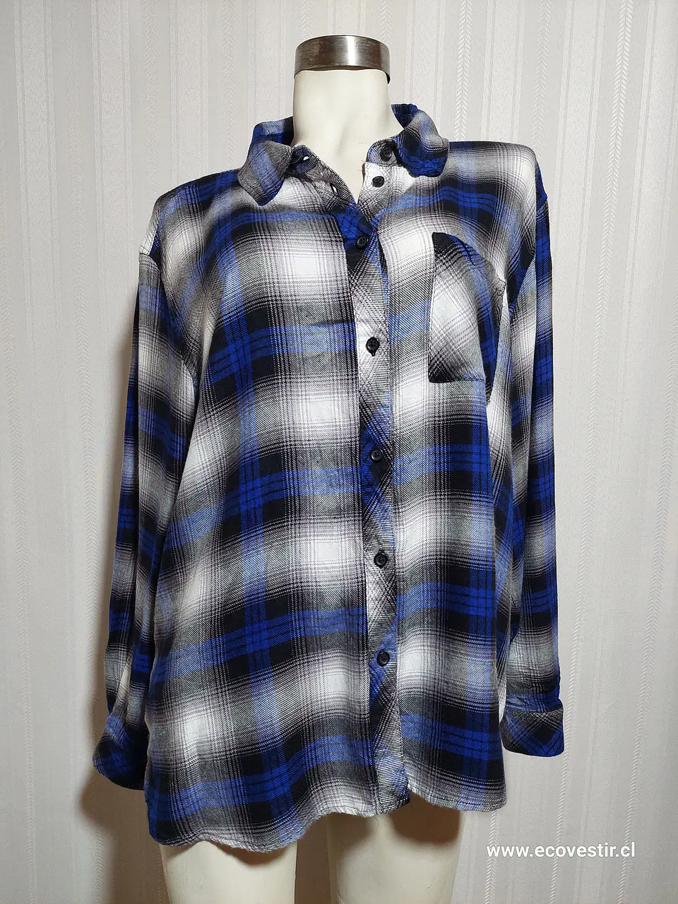BLUSA AZUL-GRIS WORKSHOP TALLA 2X 1
