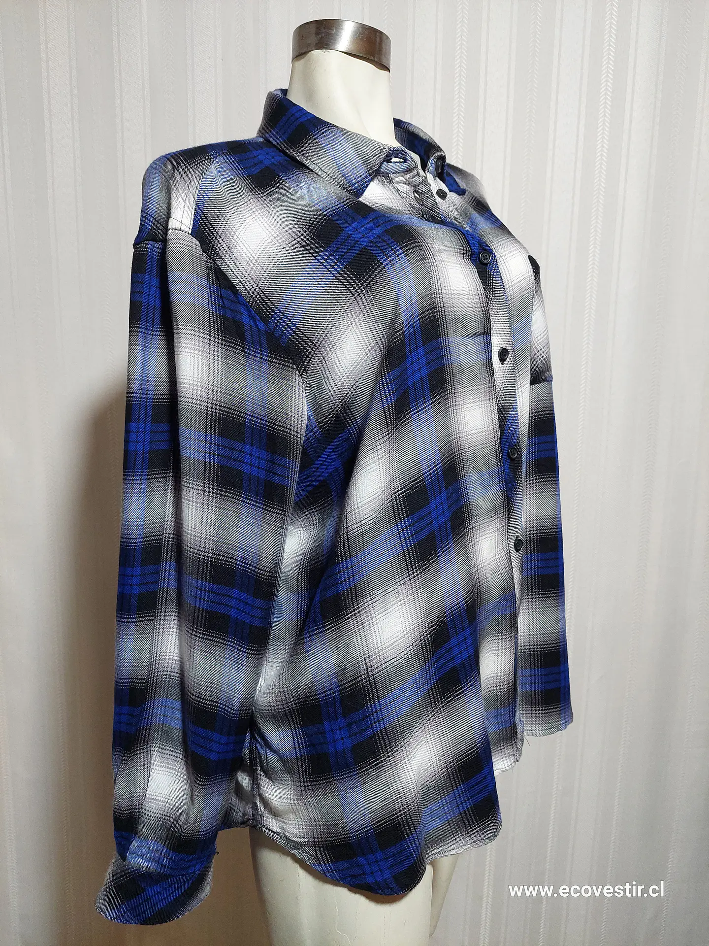 BLUSA AZUL-GRIS WORKSHOP TALLA 2X 2