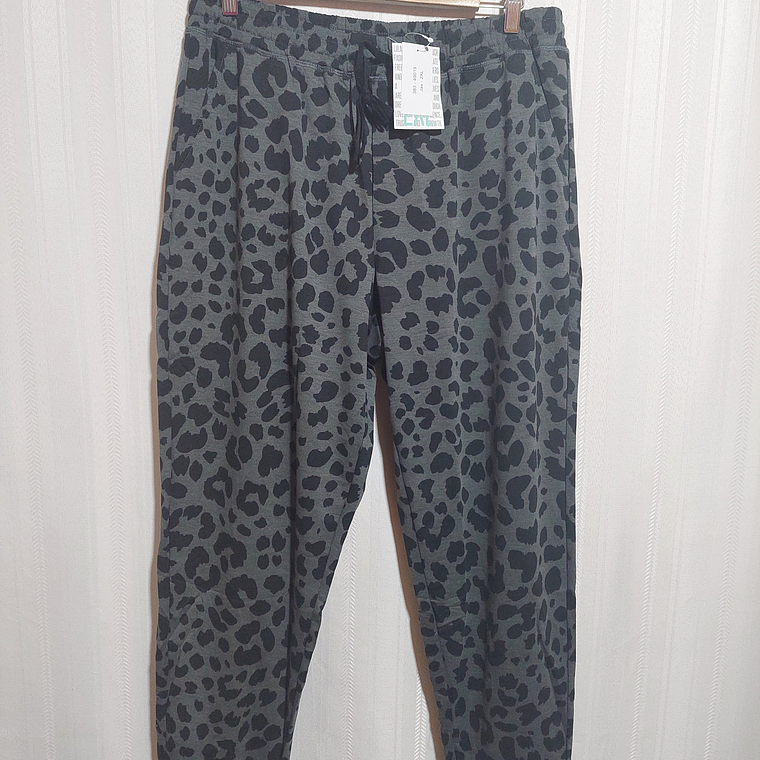 PANTALÓN BUZO NEGRO ESTAMPADO LULAROA TALLA 2XL 1