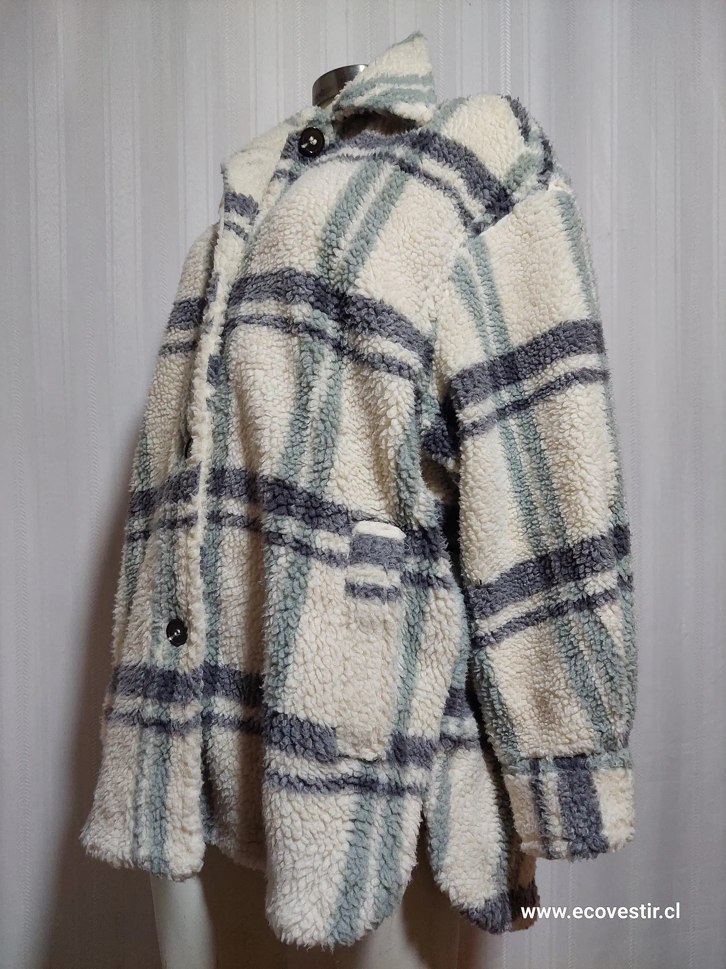 ABRIGO CORDERITO MULTICOLOR H&M TALLA M 3