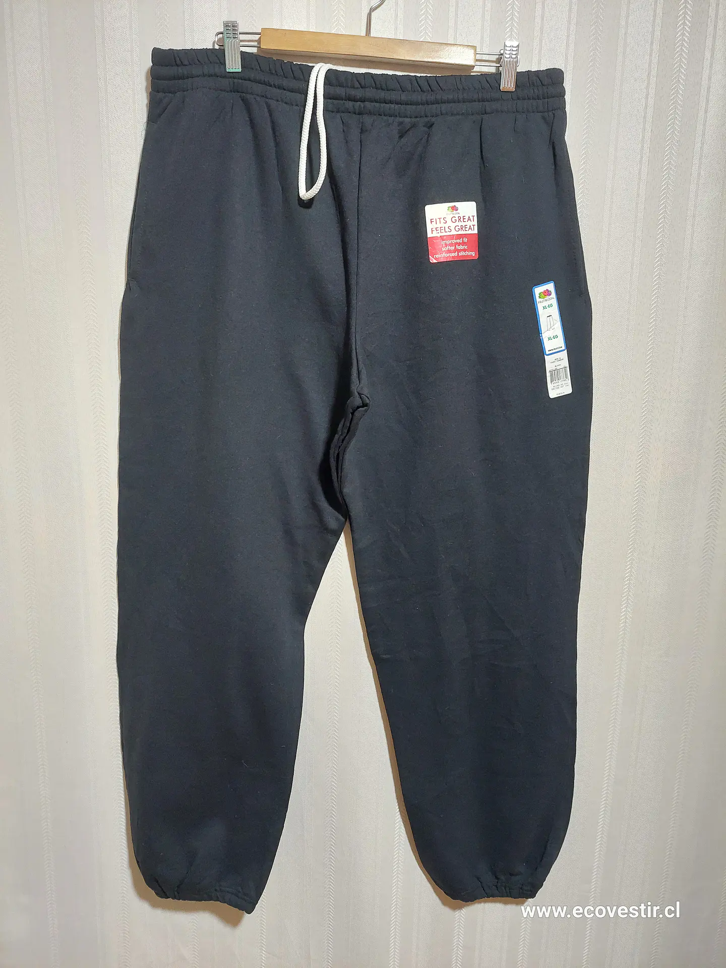 PANTALÓN BUZO NEGRO FRUIT OF THE LOOM TALLA XL 1