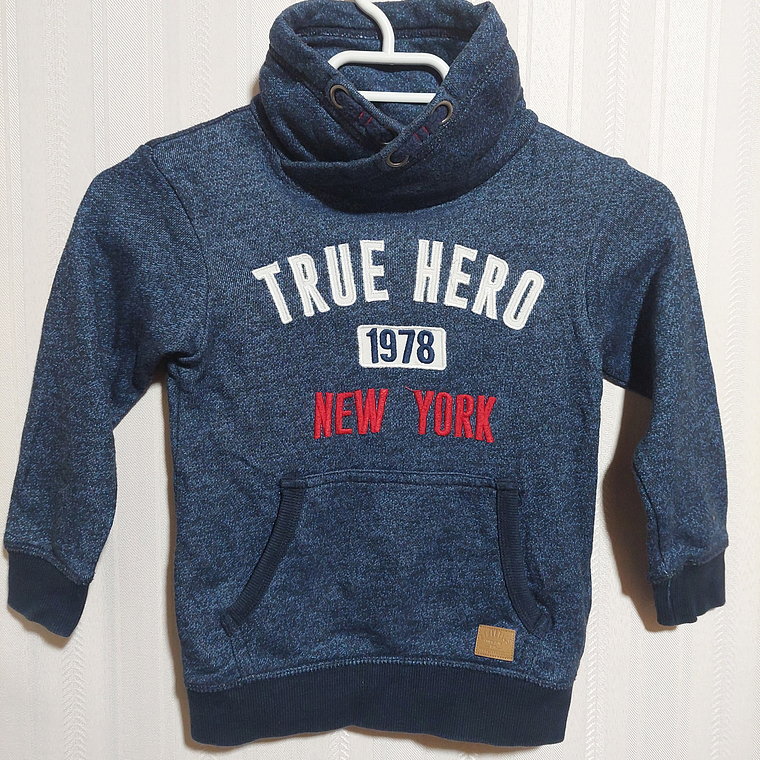 POLERÓN CANGURO S/GORRO AZUL TALLA 2-4 1