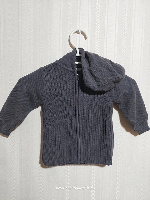 CHALECO CIERRE C/GORRO NIÑO GRIS TALLA 18M