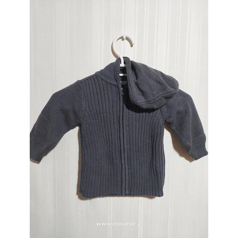 CHALECO CIERRE C/GORRO NIÑO GRIS TALLA 18M 1