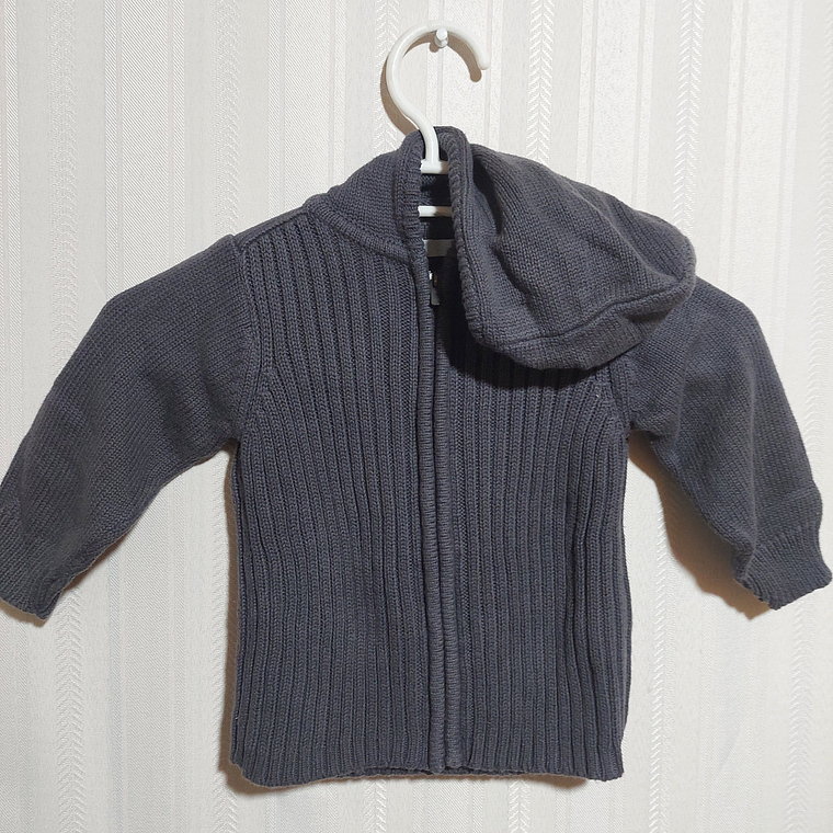 CHALECO CIERRE C/GORRO NIÑO GRIS TALLA 18M 1