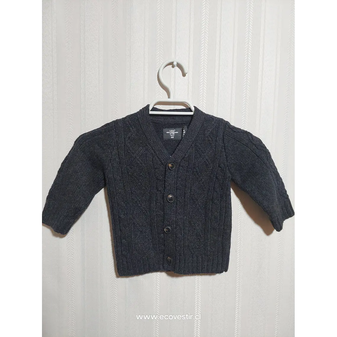 CHALECO BOTON NIÑO GRIS ACERO TALLA 6-9M 1