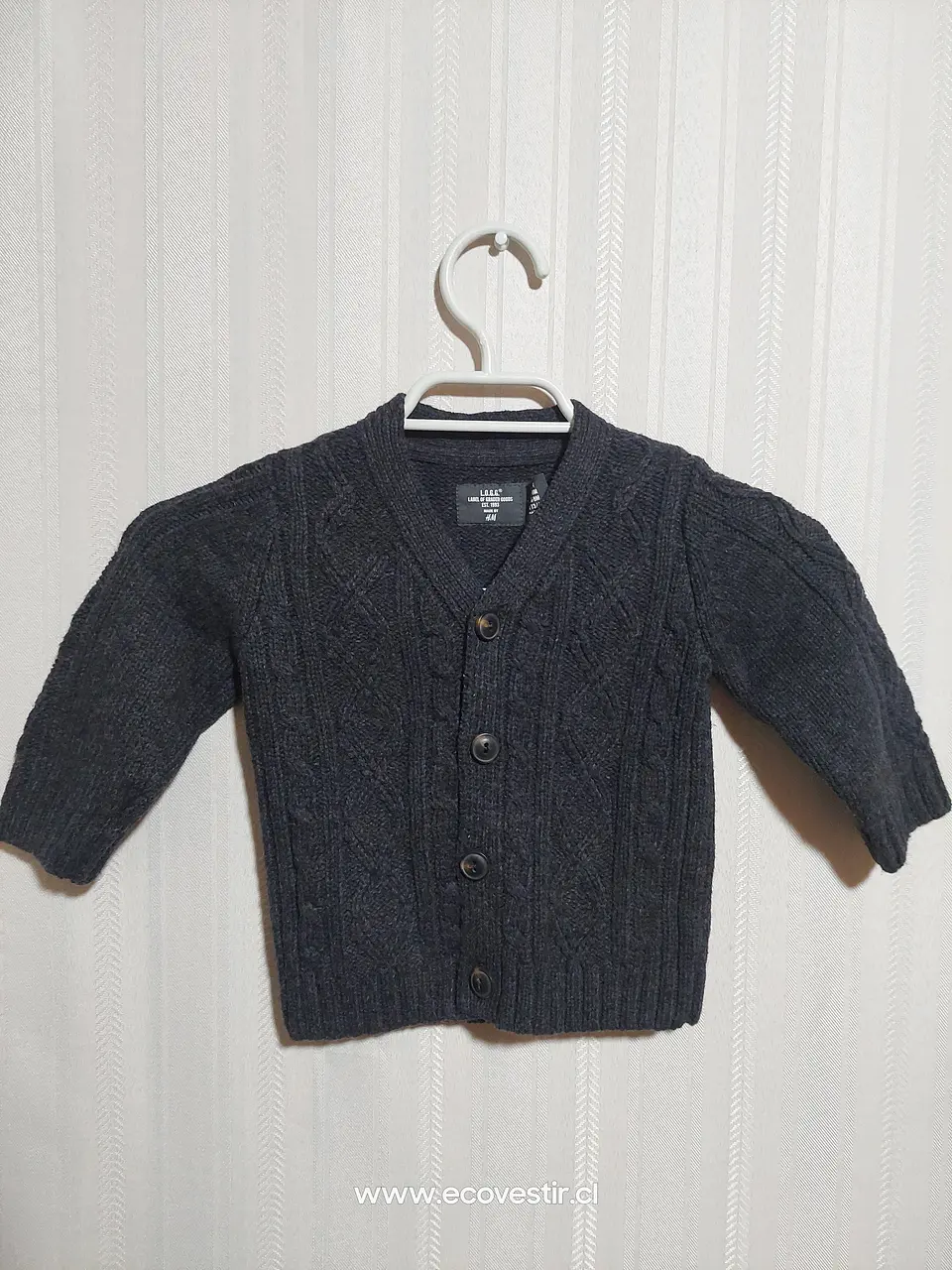 CHALECO BOTON NIÑO GRIS ACERO TALLA 6-9M 1