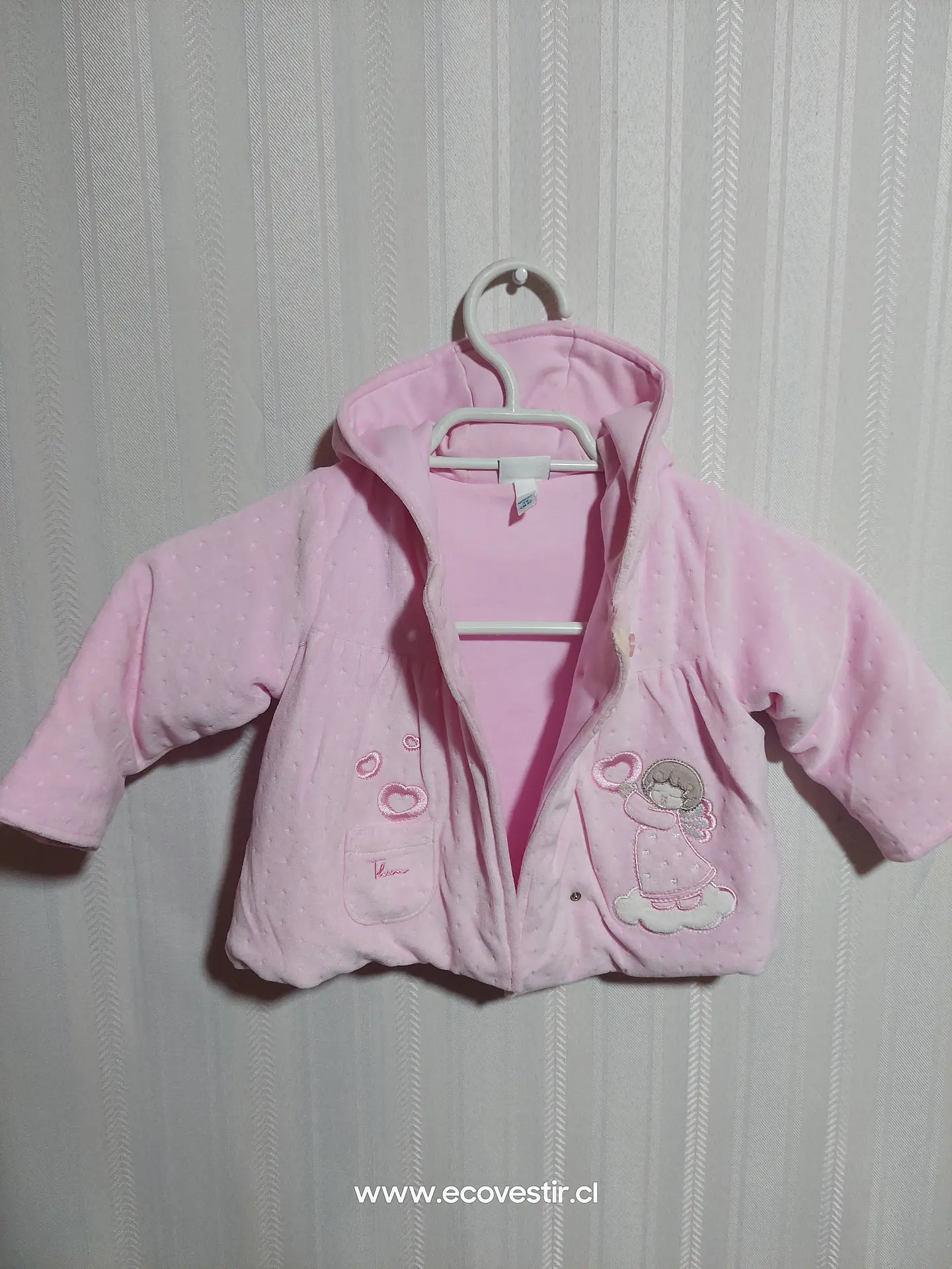 ABRIGO C/GORRO ROSADO NIÑA TALLA 3-6M 3