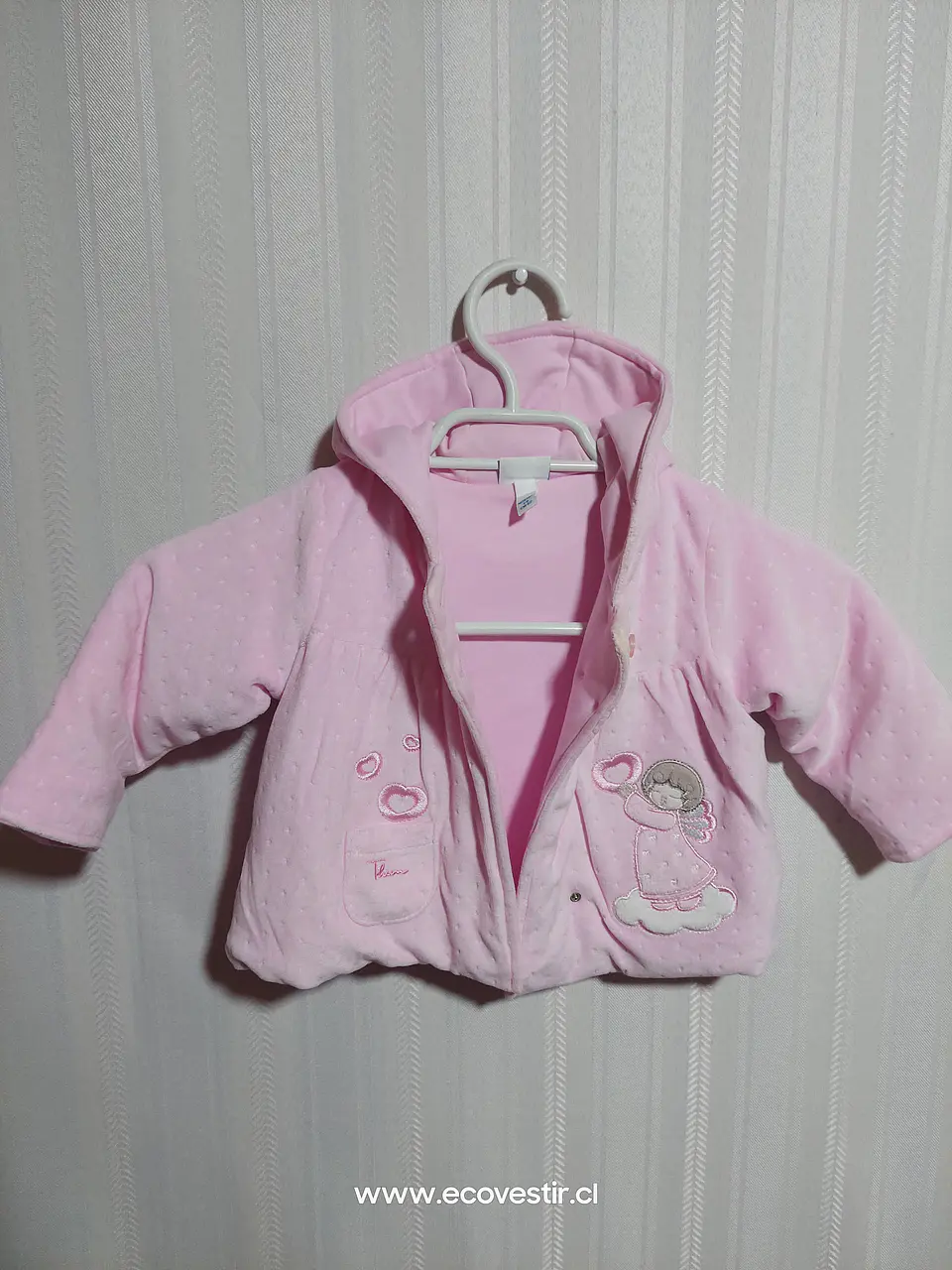 ABRIGO C/GORRO ROSADO NIÑA TALLA 3-6M 3