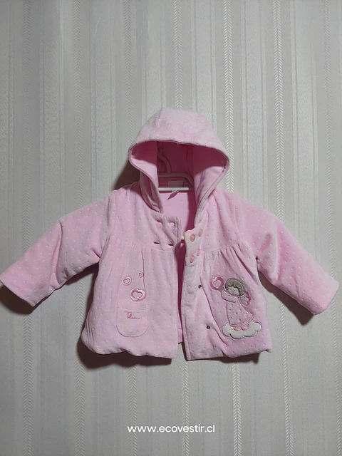 ABRIGO C/GORRO ROSADO NIÑA TALLA 3-6M